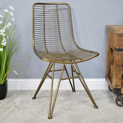 Dutch Imports - 2 x Dutch Gold Metal Dining Chair thumbnail