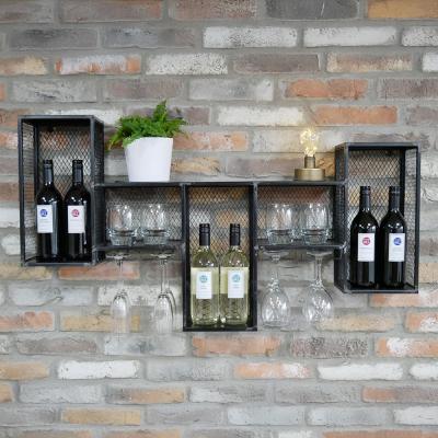 Dutch Black Metal Wine Wall Cabinet