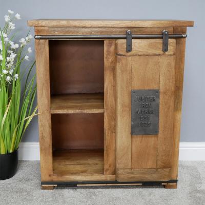 Dutch Industrial Mango Wood Sliding Door Storage Unit