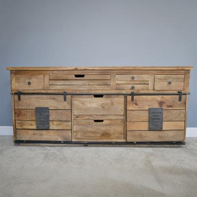 Dutch Industrial Mango Wood 2 Sliding Door Large Sideboard
