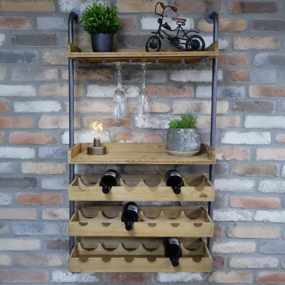 Dutch Fir Wood And Metal Wine Wall Rack Dutch Fir Wood And Metal Wine Wall Rack