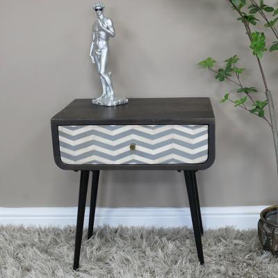 Dutch Mango Wood And Iron 1 Drawer Bedside Cabinet