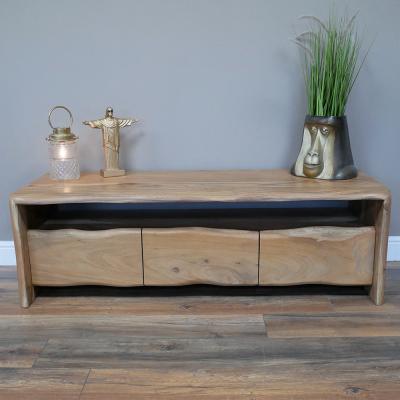 Dutch Acacia Wood Edge 3 Drawer Tv Unit