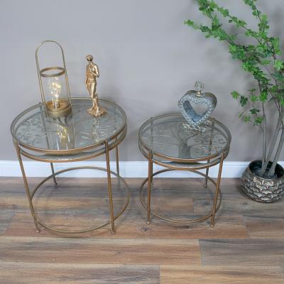 Dutch Set Of 2 Glass Round Side Tables