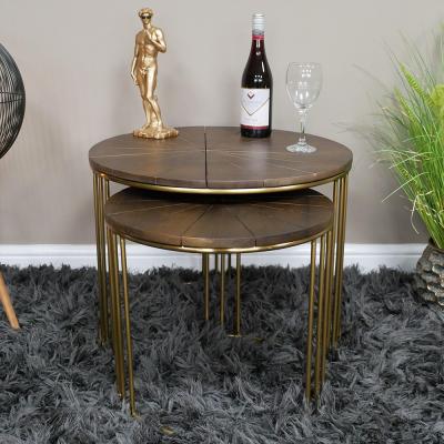 Dutch Set Of 2 Mango Wood Round Side Tables