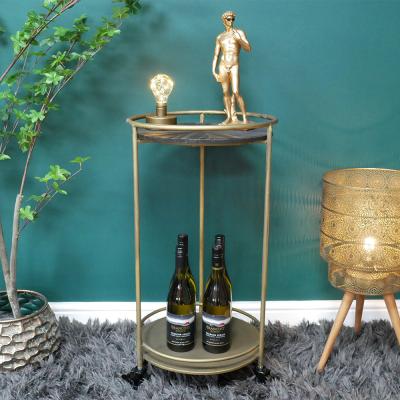 Dutch Wood And Metal Round Drink Trolley
