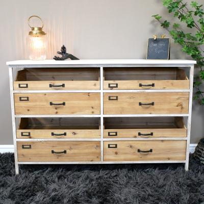 Dutch Wood And White Metal Large Storage Console Table