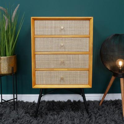 Dutch Wood And Rattan 4 Drawer Chest