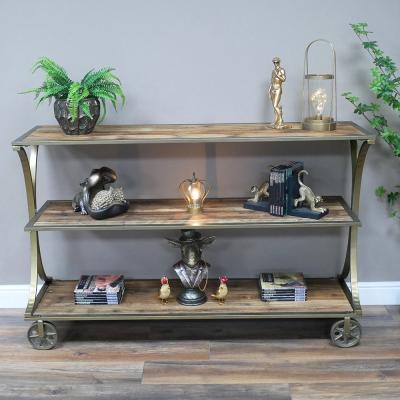 Dutch Wood And Metal Console Table On Wheels