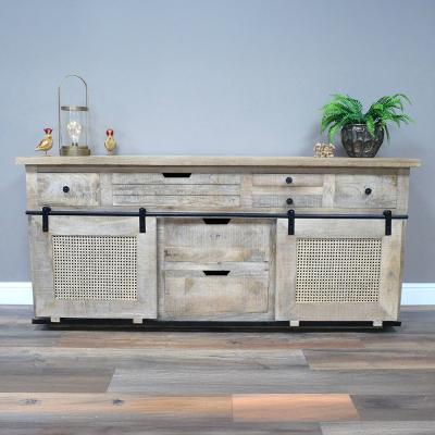 Dutch Wood And Rattan 2 Door Large Sideboard