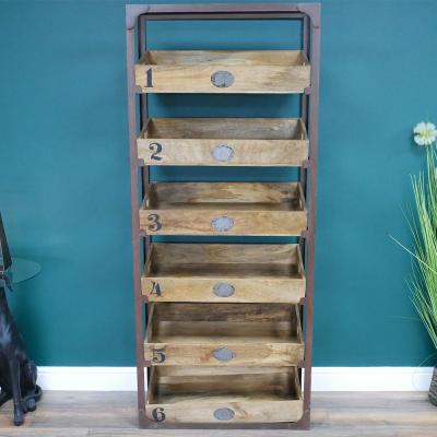 Dutch Industrial Mango Wood And Metal 6 Shelves