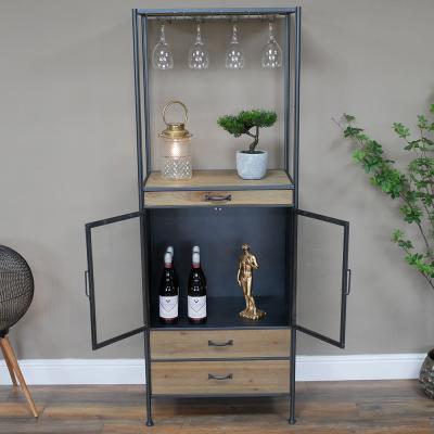 Dutch Wood And Metal 2 Door 2 Drawer Wine Cabinet