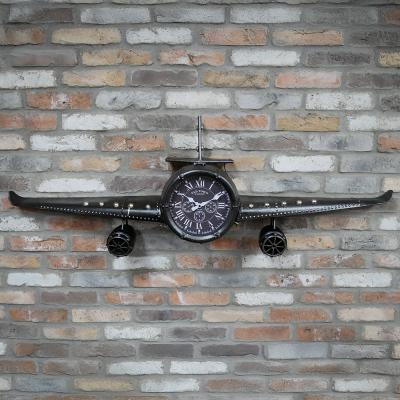 Black Aeroplane Metal Clock