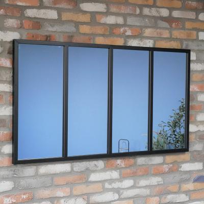 Industrial Black Metal Wide Wall Mirror
