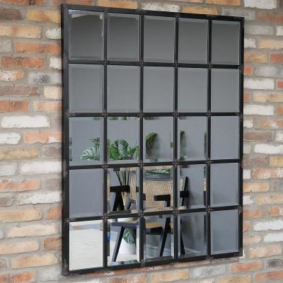 Industrial Rustic Black Metal Wall Mirror