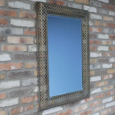 Rustic Gold Metal Rectangular Wall Mirror Set Of 2
