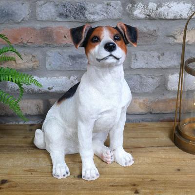 Jack Russell Resin Sitting Dog Ornament Set Of 2