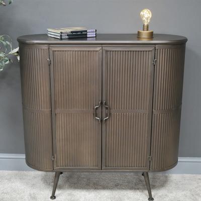 Dutch Industrial Metal 2 Door Curved Small Cabinet