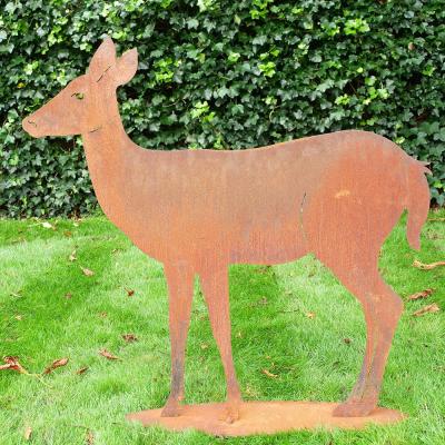 Rusty Metal Deer Garden Statue Set Of 2