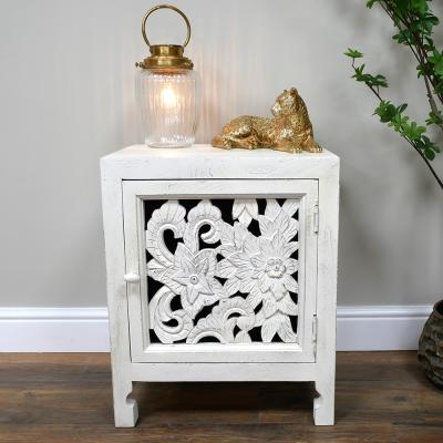 Dutch White Mango Wood 1 Door Bedside Cabinet