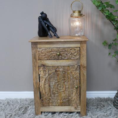 Dutch Mango Wood 1 Door 1 Drawer Bedside Cabinet