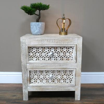 Dutch Mango Wood 2 Drawers Bedside Cabinet
