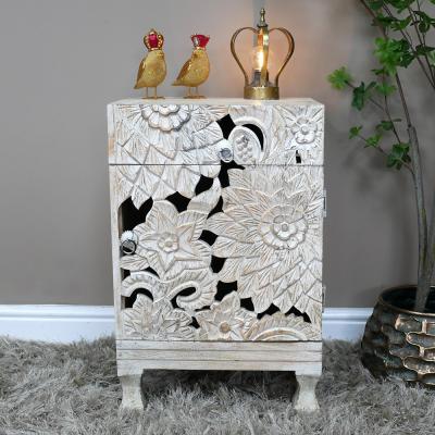 Dutch White Mango Wood 1 Door 1 Drawer Bedside Cabinet