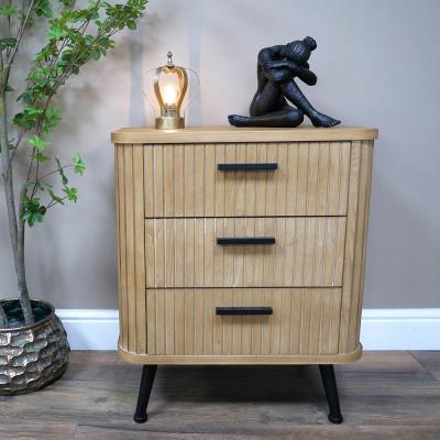 Dutch Ribbed Wooden 3 Drawer Bedside Cabinet