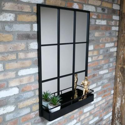 Dutch Black Metal Mirror With Shelf