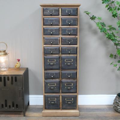 Dutch Wooden And Metal Multi Drawer Storage Unit