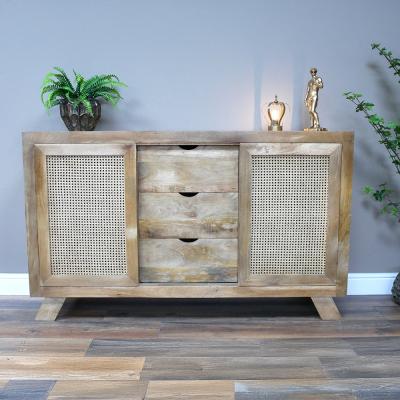Dutch Mango Wood And Rattan 2 Door Medium Sideboard 150cm