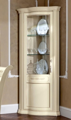 Camel Torriani Ivory Italian Corner Display Cabinet Lhf