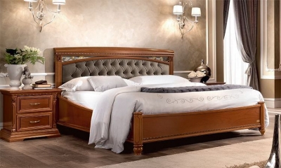 Product photograph of Camel Treviso Cherry Wood Italian 5ft King Size Capitonne Bed from Choice Furniture Superstore