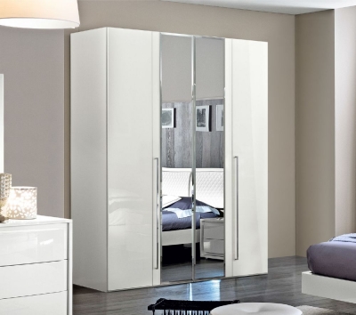Product photograph of Camel Dama Bianca Night White Italian Mirror Wardrobe from Choice Furniture Superstore