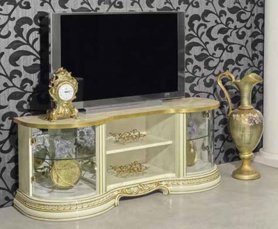 Product photograph of Camel Leonardo Day Ivory High Gloss And Gold Italian Tv Cabinet from Choice Furniture Superstore