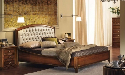 Product photograph of Camel Nostalgia Night Walnut Italian Curvo Legno Capitonne Ring Bed from Choice Furniture Superstore