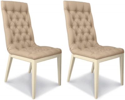 Product photograph of Camel La Star Day Ivory Italian Eco Leather Capitonne Dining Chair Sold In Pairs from Choice Furniture Superstore