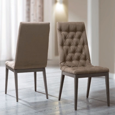 Product photograph of Camel Platinum Day Silver Birch Eco Nabuk Upholstered Italian Capitonne Dining Chair from Choice Furniture Superstore