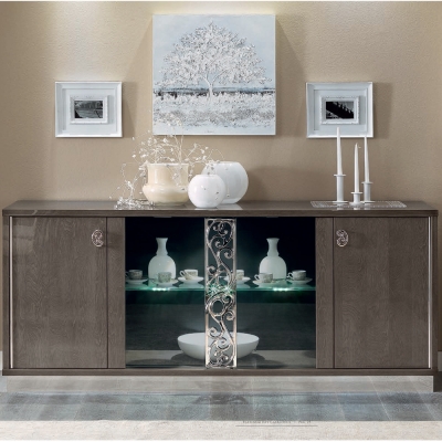 Product photograph of Camel Platinum Day Silver Birch Glamour Italian Vitrine Buffet Sideboard With Glass Door from Choice Furniture Superstore