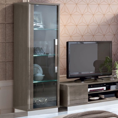Product photograph of Camel Platinum Day Silver Birch Italian 1 Left Door Glass Cabinet from Choice Furniture Superstore