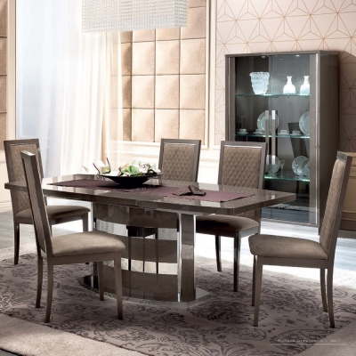 Image of Camel Platinum Day Silver Birch Italian Butterfly Extending Dining Table and 6 Rombi Eco Nabuk Chairs