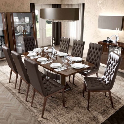 Product photograph of Camel Roma Day Walnut Italian Butterfly Extending Dining Table And 6 Capitonne Eco Leather Chairs from Choice Furniture Superstore