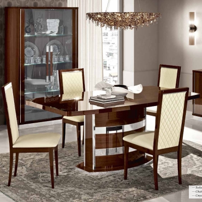 Product photograph of Camel Roma Day Walnut Italian Butterfly Extending Dining Table And 6 Rombi Eco Leather Chairs from Choice Furniture Superstore