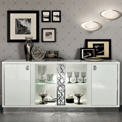 Product photograph of Camel Roma Day White Glamour Italian Vitrine Buffet Sideboard With Glass Door from Choice Furniture Superstore