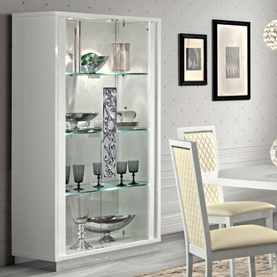 Product photograph of Camel Roma Day White Glamuor Italian Large Glass Cabinet from Choice Furniture Superstore