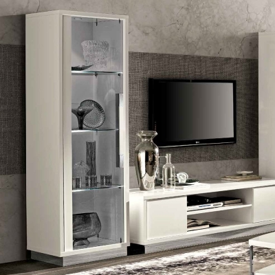 Product photograph of Modum Roma White Italian Slim 1 Door Vitrine - Lhf from Choice Furniture Superstore