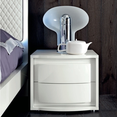 Product photograph of Camel Dama Bianca Night White Italian Bedside Cabinet from Choice Furniture Superstore