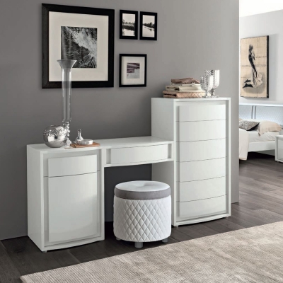 Product photograph of Camel Dama Bianca Night White Italian Large Vanity Dresser from Choice Furniture Superstore