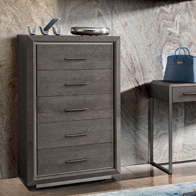 Product photograph of Camel Elite Night Silver Birch Italian 5 Drawer Tall Chest from Choice Furniture Superstore