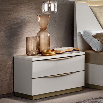 Product photograph of Camel Kharma Night White Italian 2 Drawer Large Bedside Cabinet from Choice Furniture Superstore